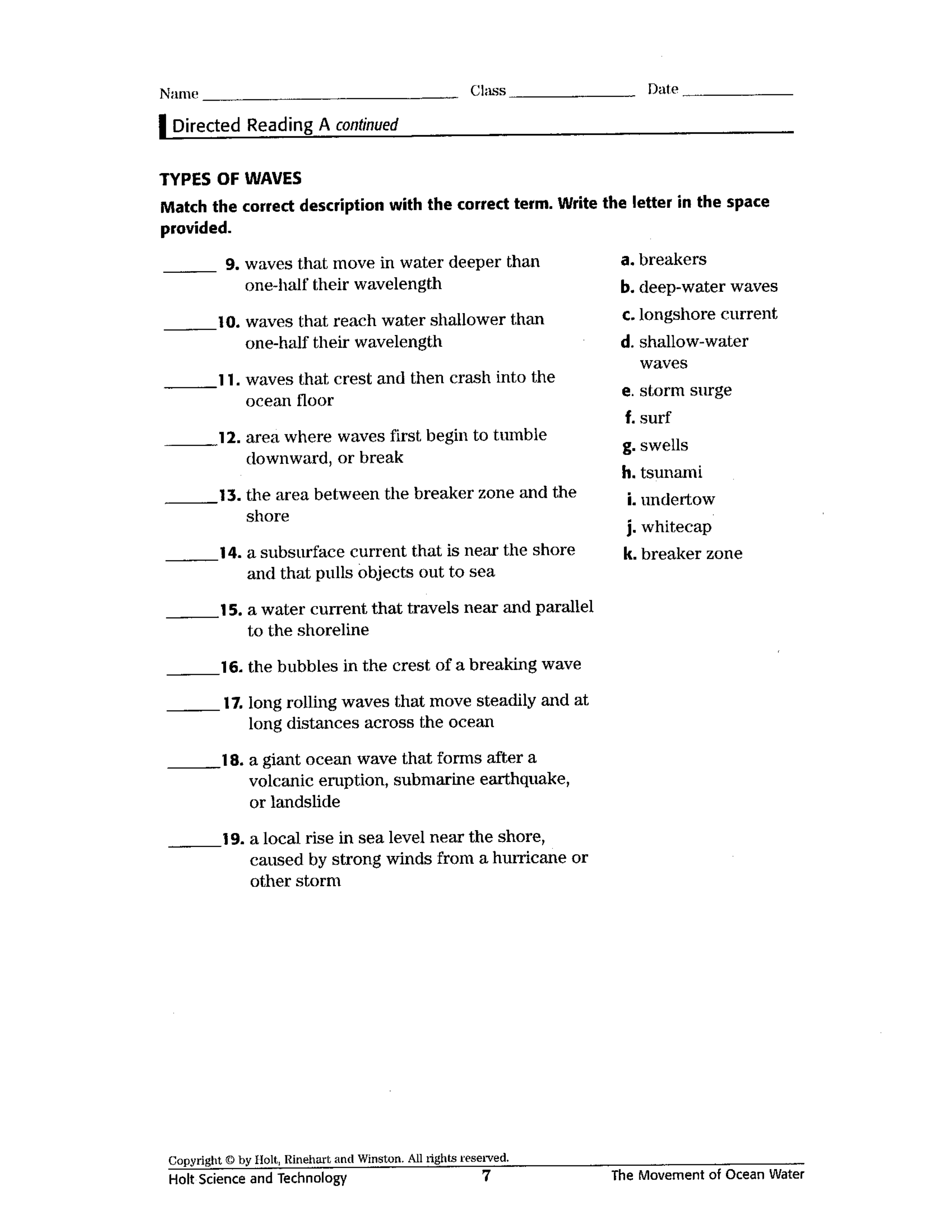 Waves Worksheet - Craig Fisher | Library | Formative