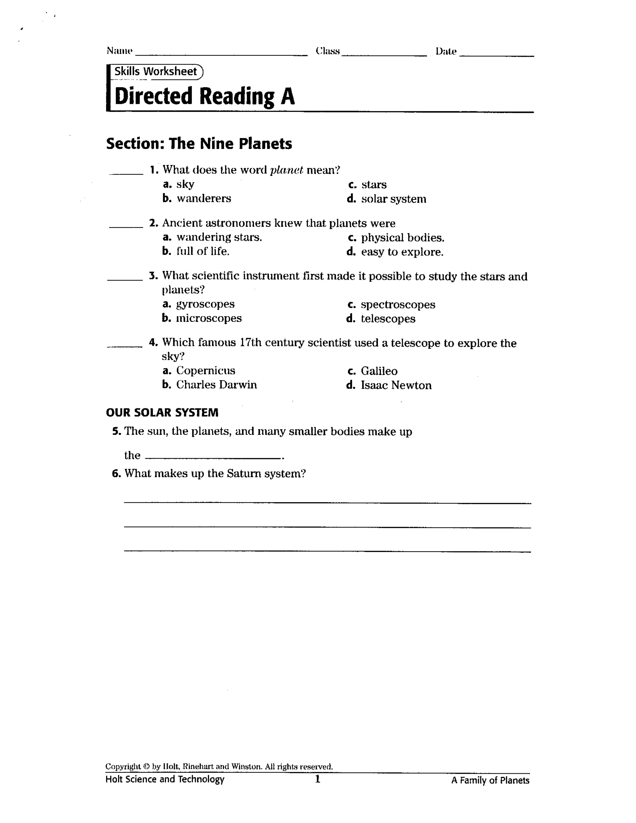 The Nine (Eight) Planets Worksheet - Craig Fisher | Library | Formative
