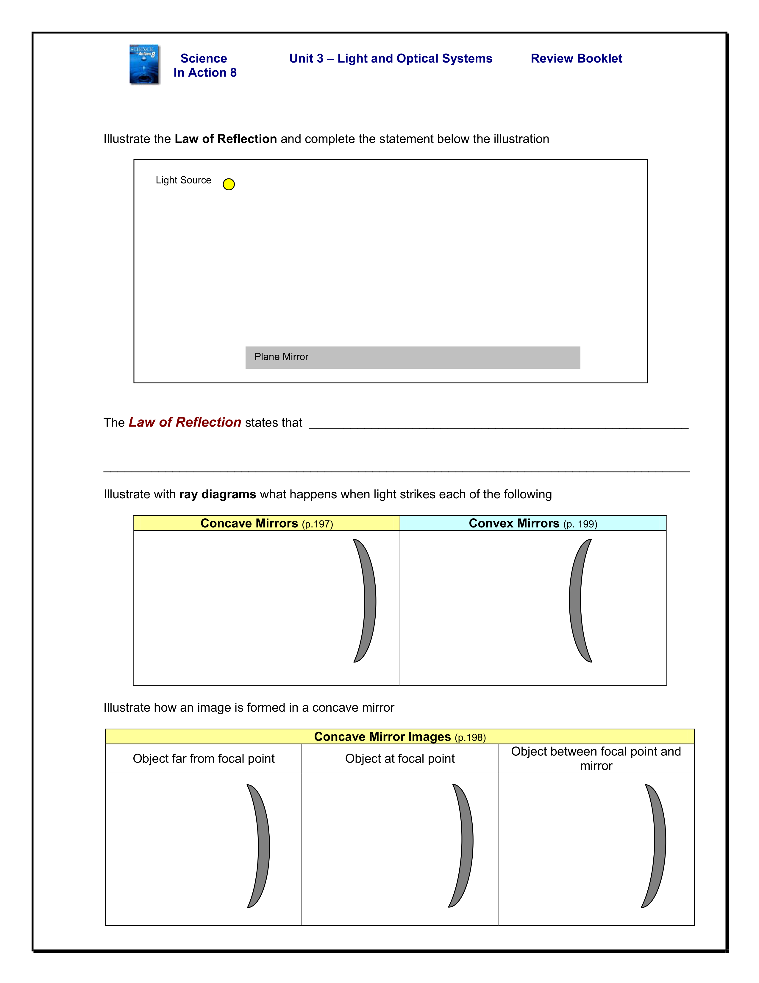 Science 82 Light and Optics Review Don Moon Library Formative