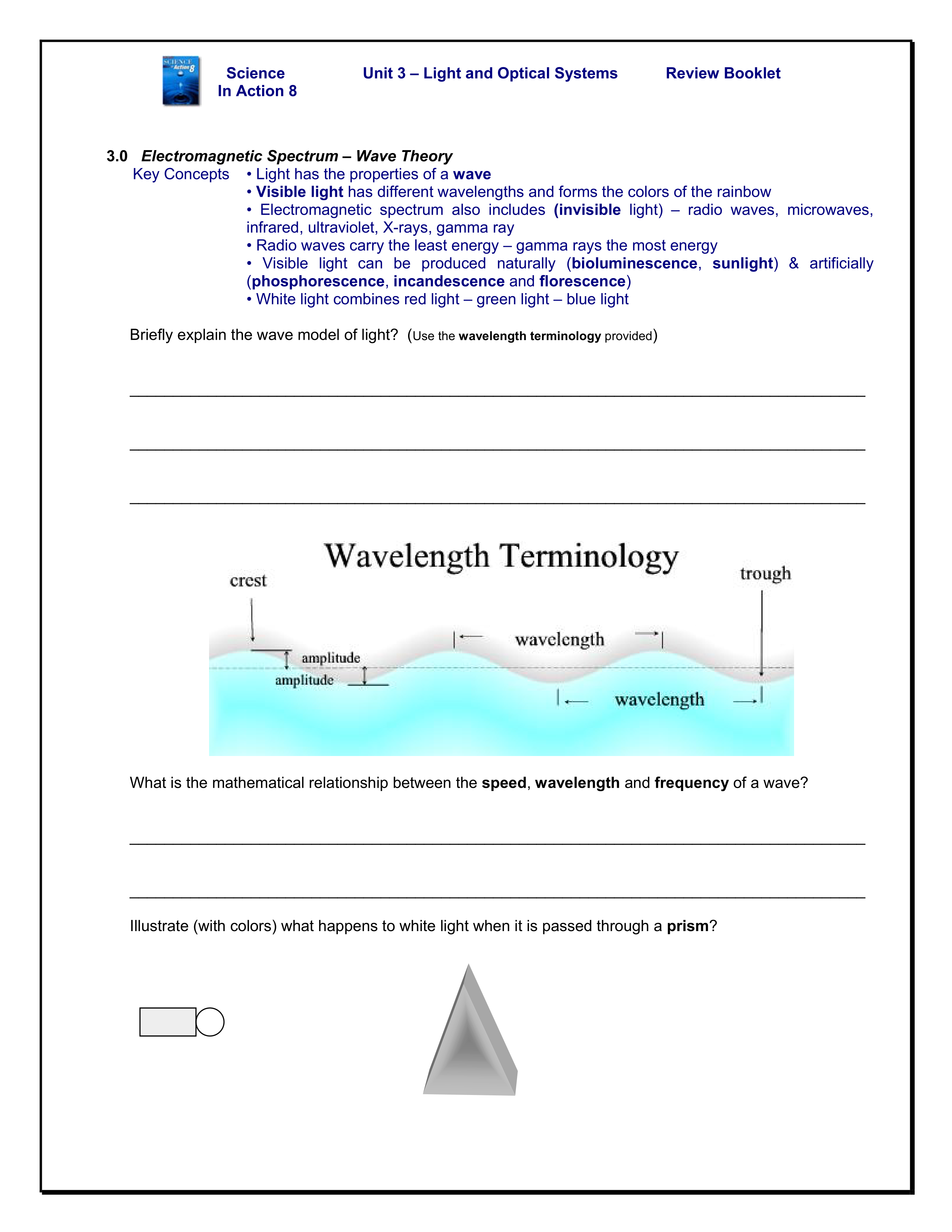 Science 82 Light and Optics Review Don Moon Library Formative