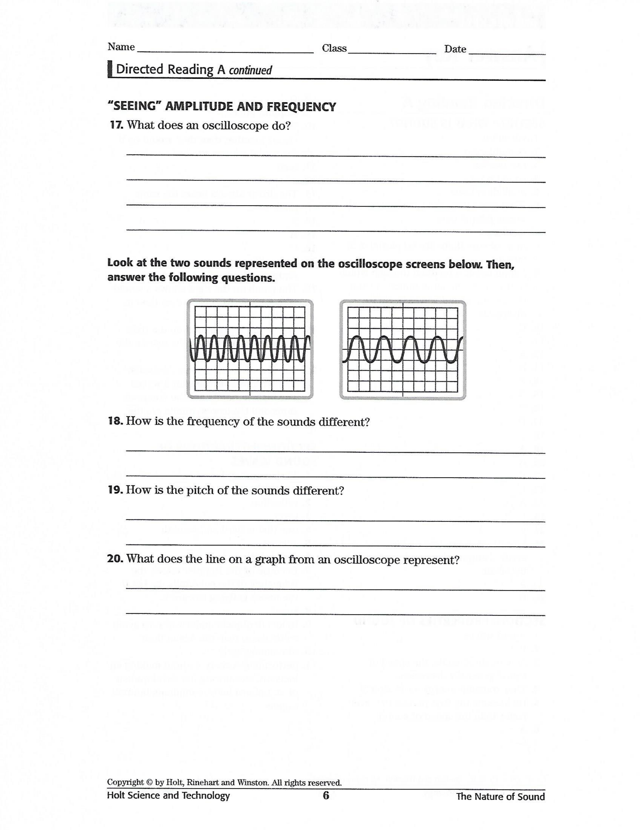 Properties of Sound Worksheet Craig Fisher Library Formative