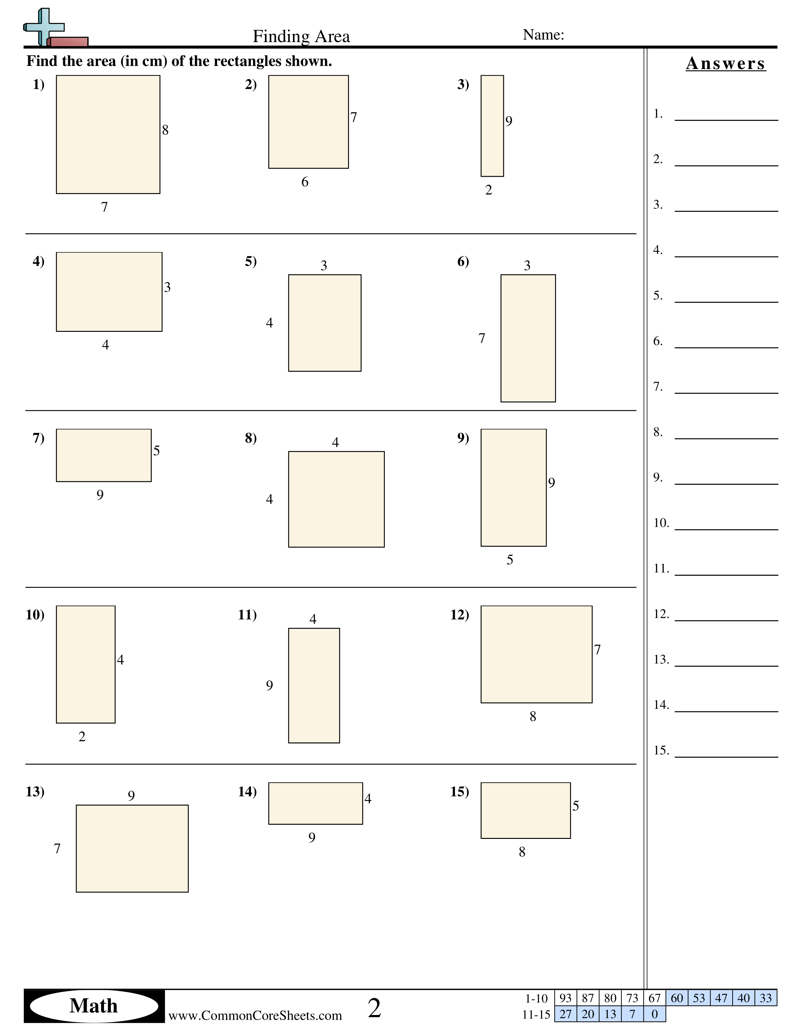 Area of Rectangles Elizabeth Falcone Library Formative