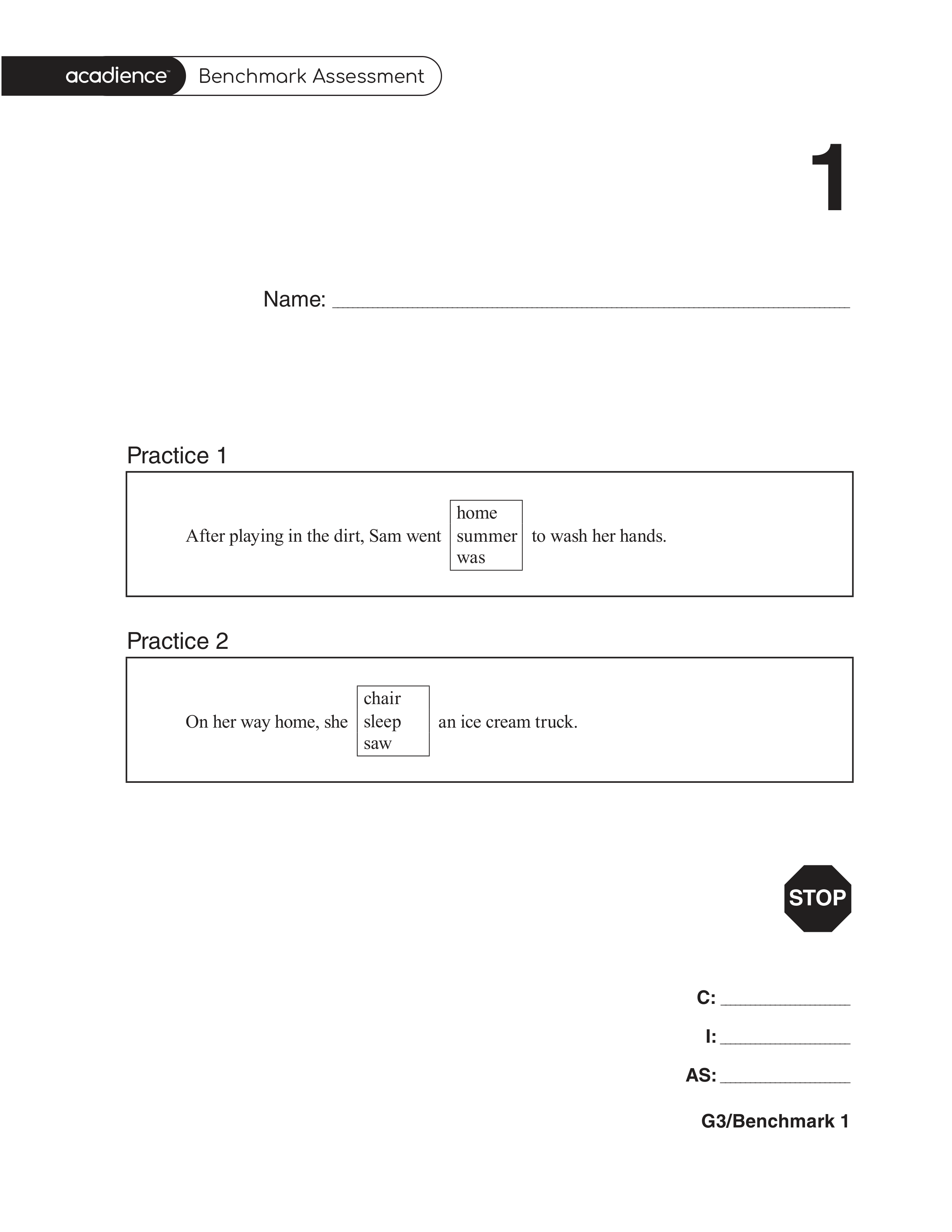 3rd Grade MAZE Fall Benchmark Assessment Jessica Harden Library