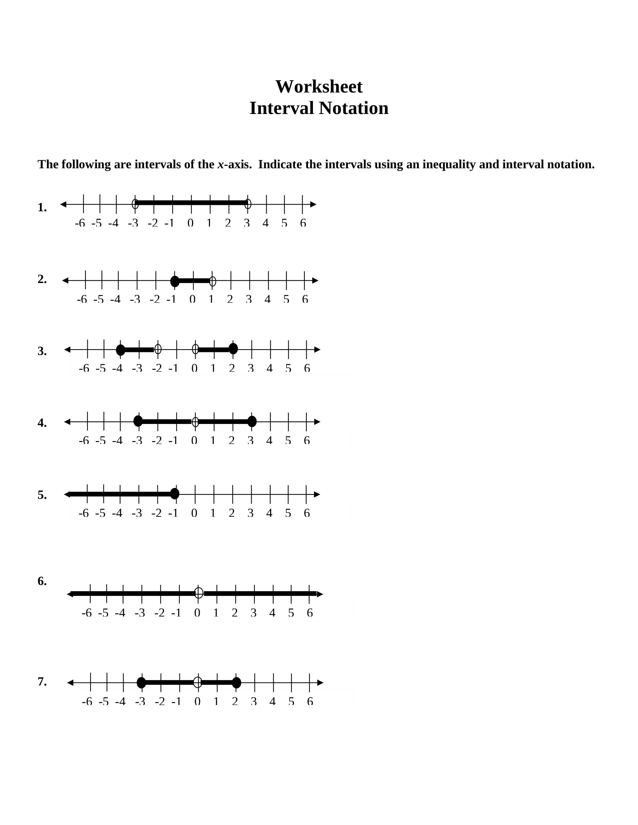 Interval And Set Notation Worksheet
