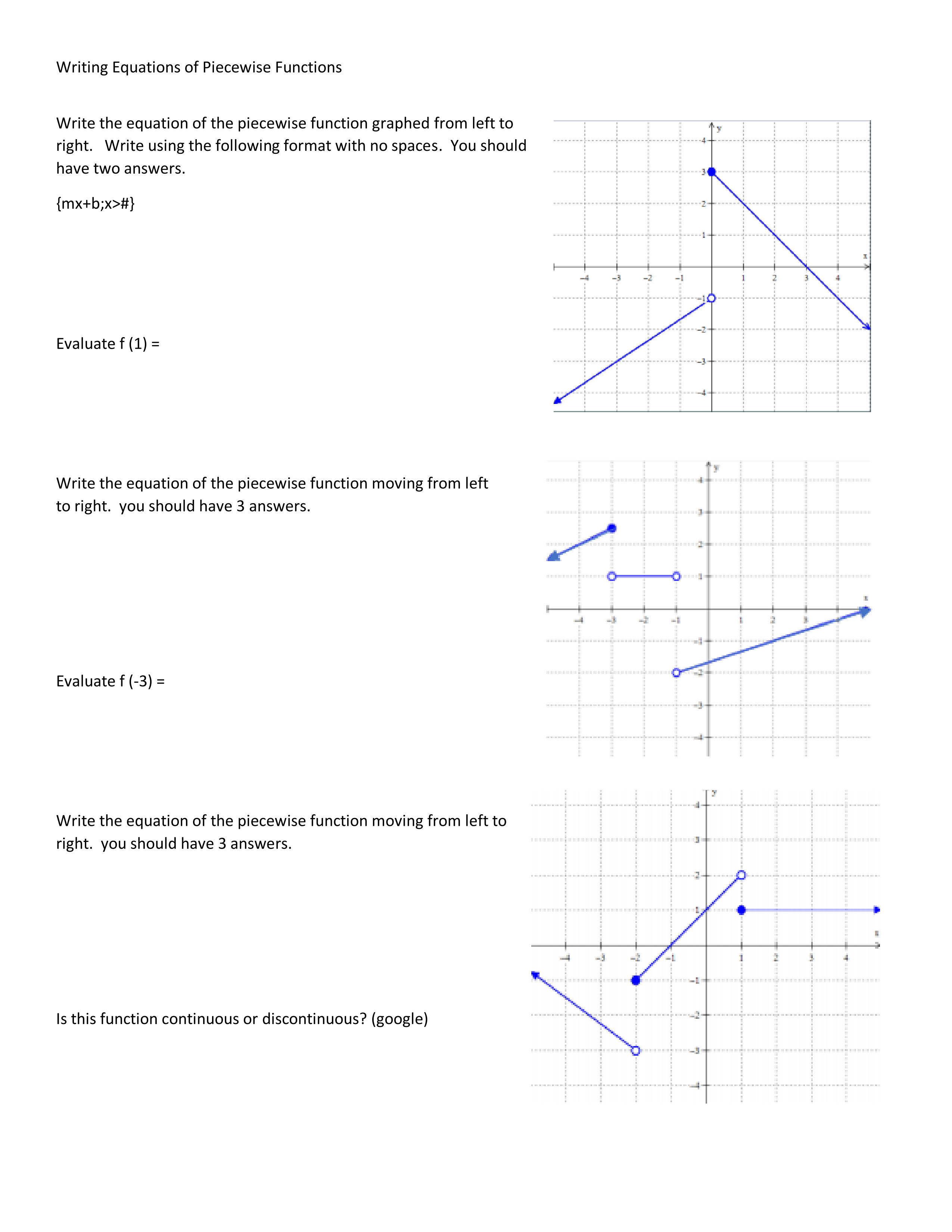 WRITING EQUATIONS OF PIECEWISE FUNCTIONS - Hughes, Patricia | Library |  Formative