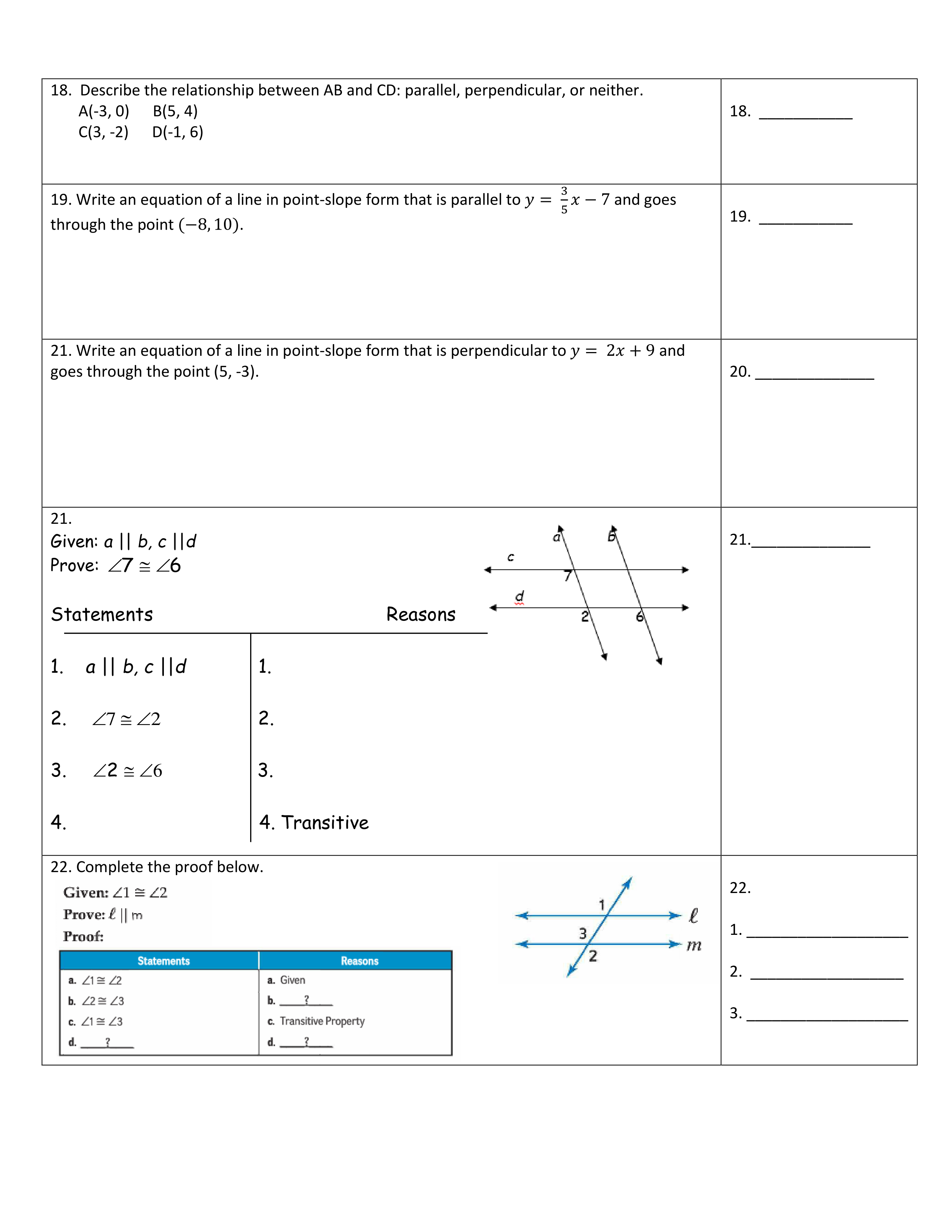 Geometry Unit 3 Test A - Tiffanie Marley | Library | Formative