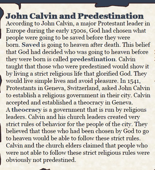John Calvin and Predestination - Shelly Ferner |Library |Formative John Calvin Predestination