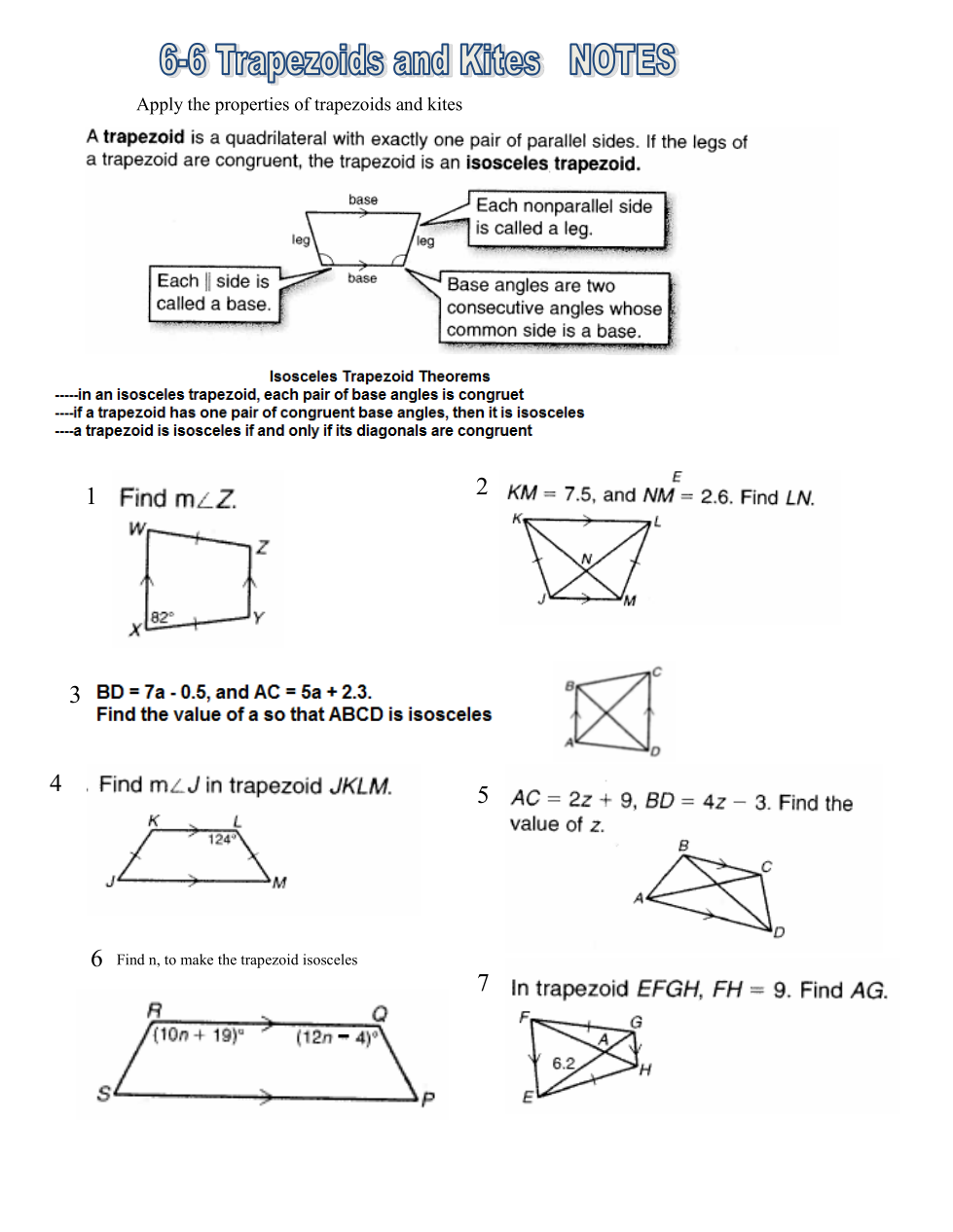 66 Properties of Trapezoids & Kites Larry Mooney Library Formative