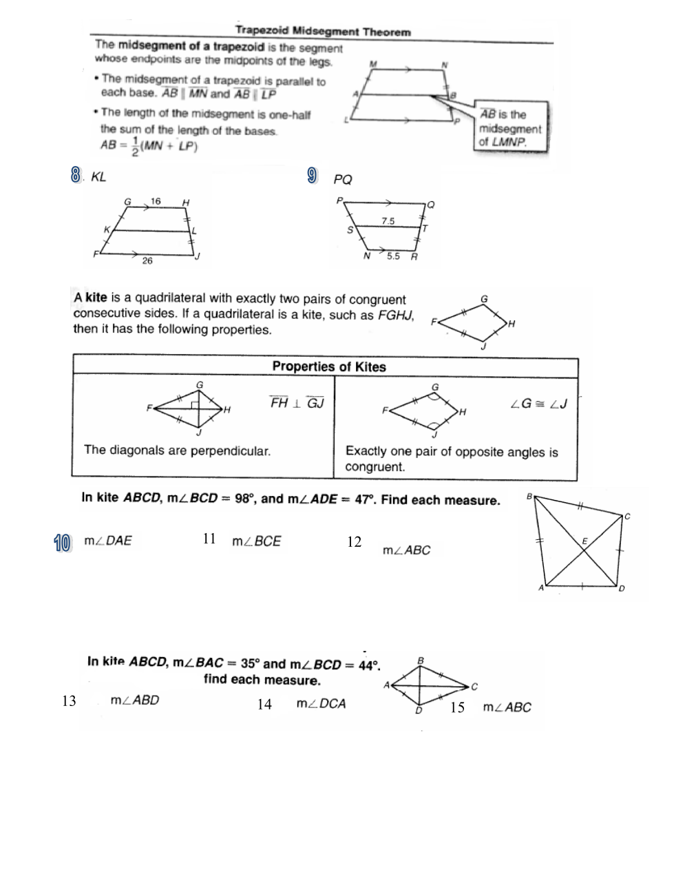 66 Properties of Trapezoids & Kites Larry Mooney Library Formative
