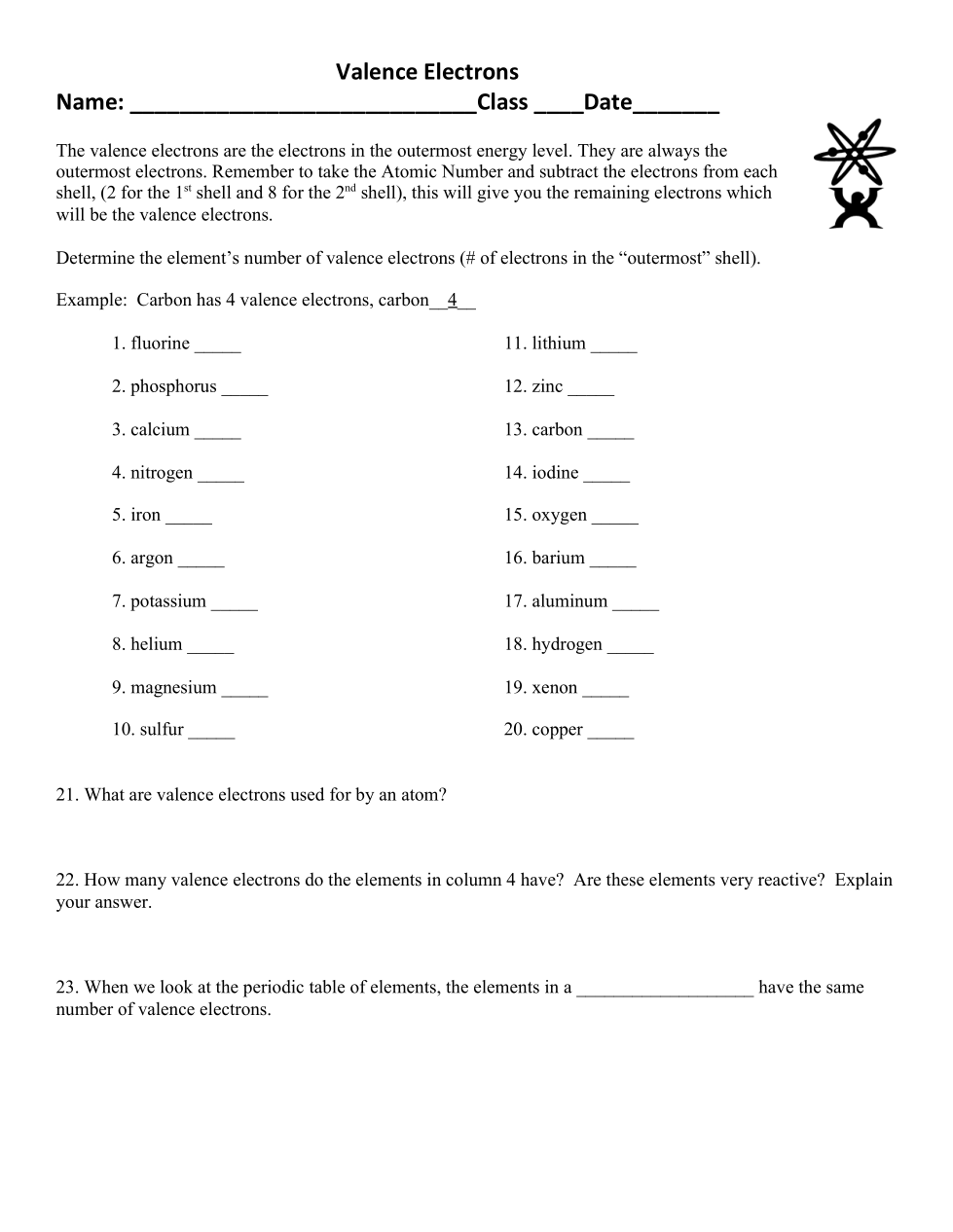 Bohr Diagram And Lewis Dot Worksheet Answer Key