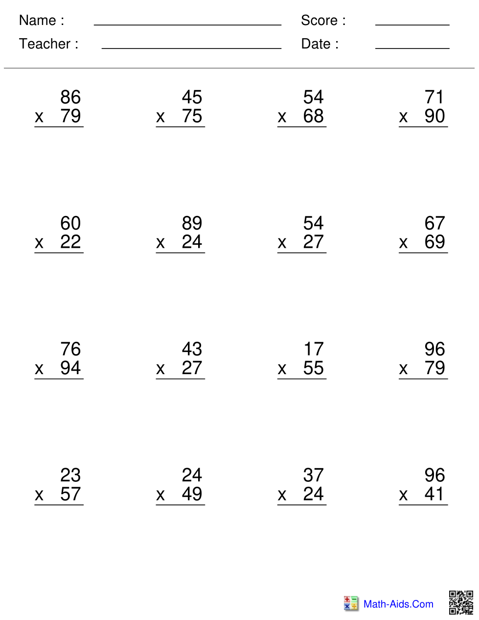 Multiplication Practice 11-10 - Mrs. Tallman |Library |Formative