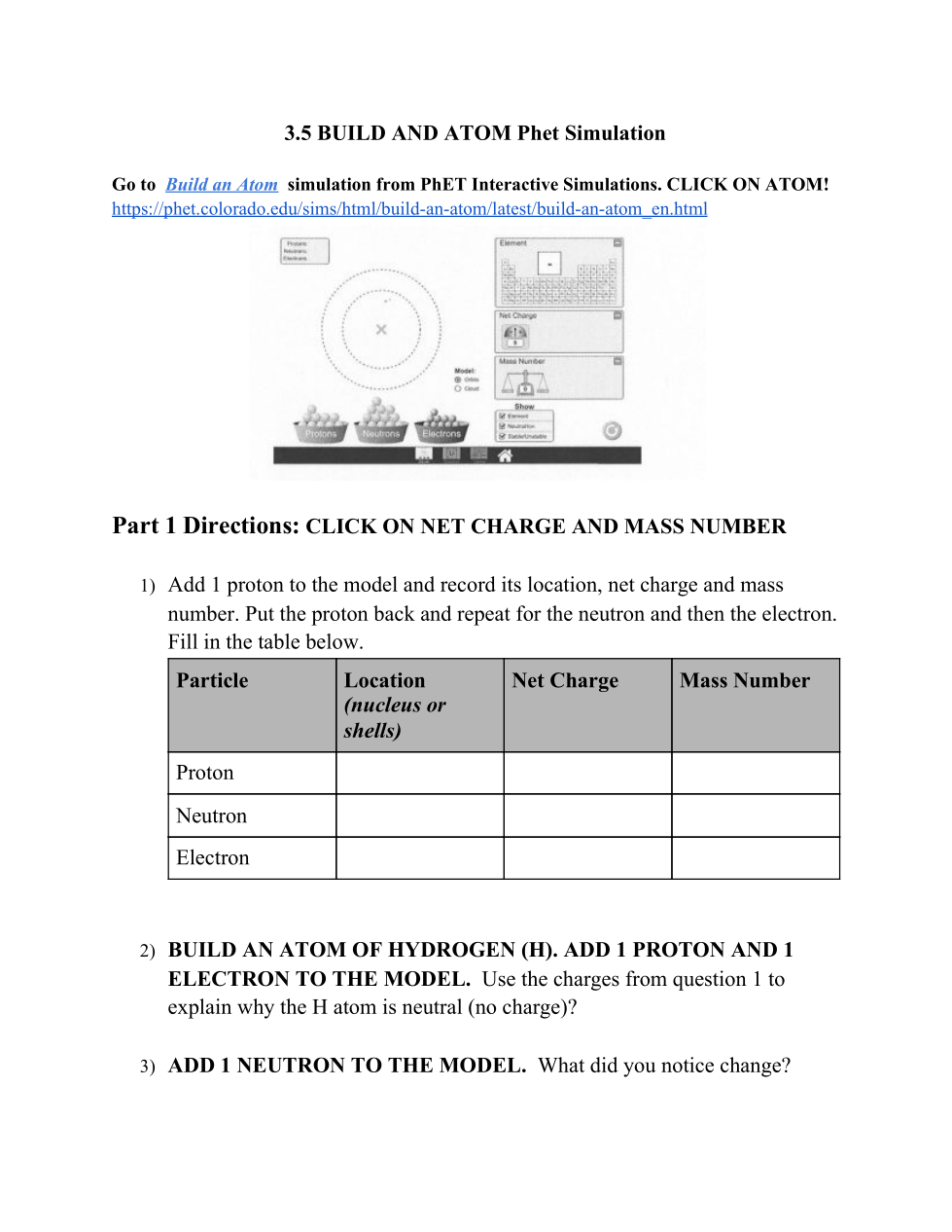 Build An Atom Worksheet Answer
