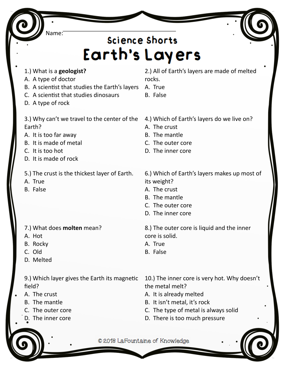 Earth's Layers Reading Passage - Katherine Batson | Library | Formative