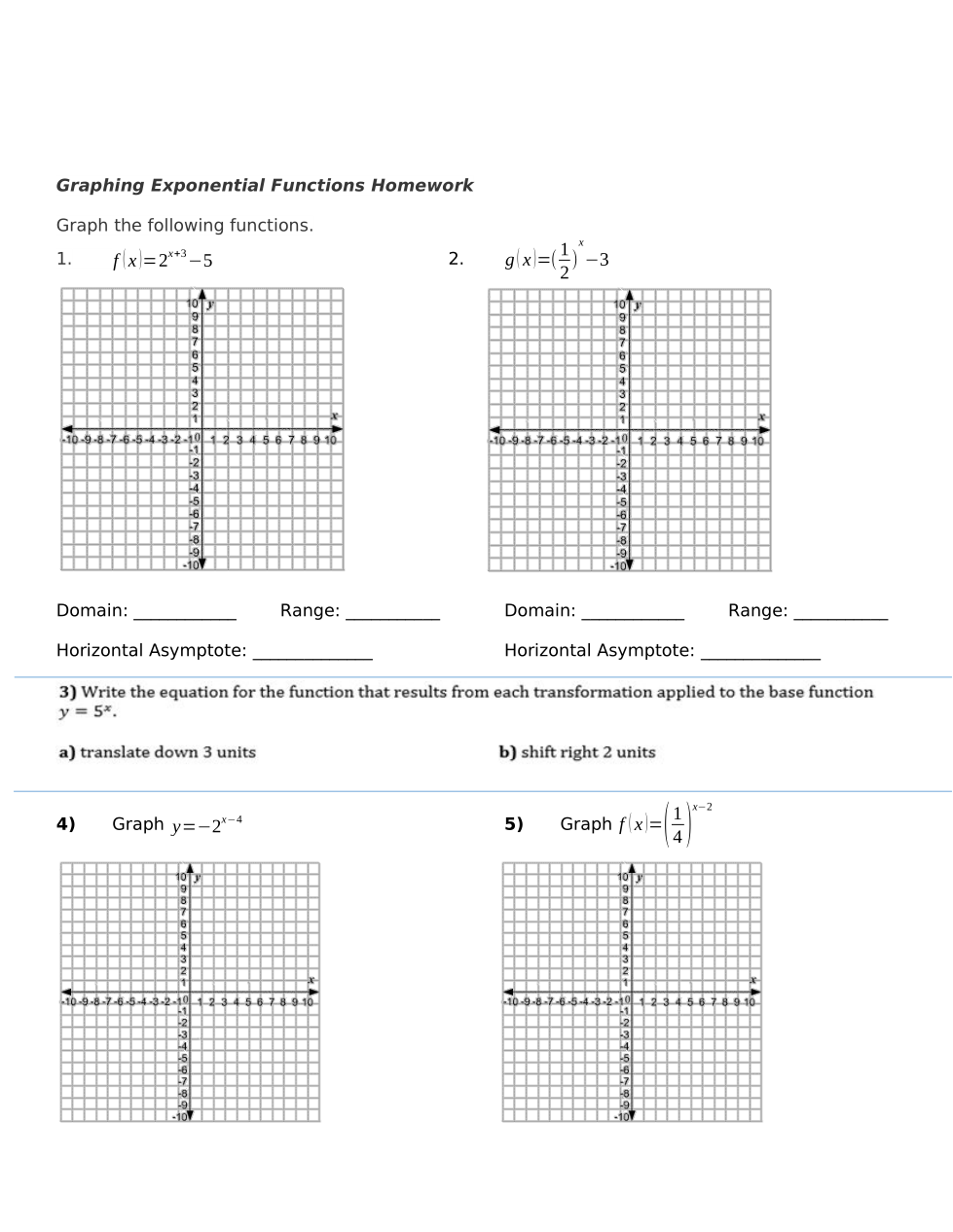 HW Graphing Exponential Functions Marissa Considine Library Formative