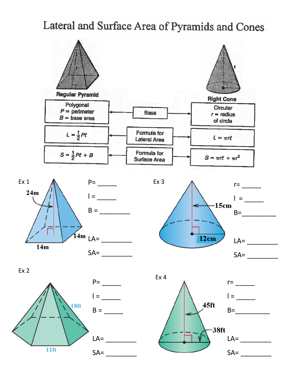 Lateral Total Surface Area Pyramids & Cones Larry Mooney Library