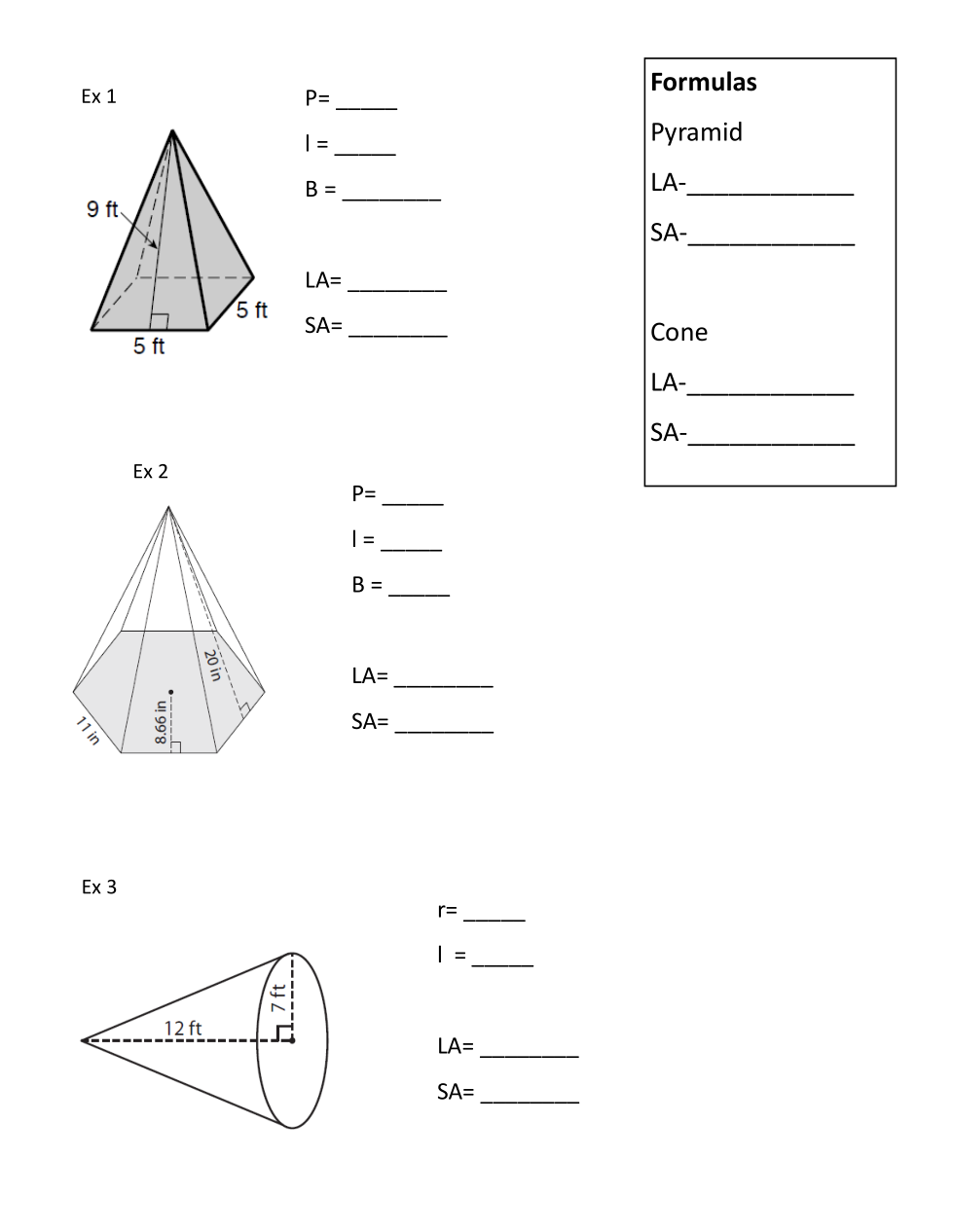Lateral & Total Surface Area Pyramids & Cones Day 2 Larry Mooney