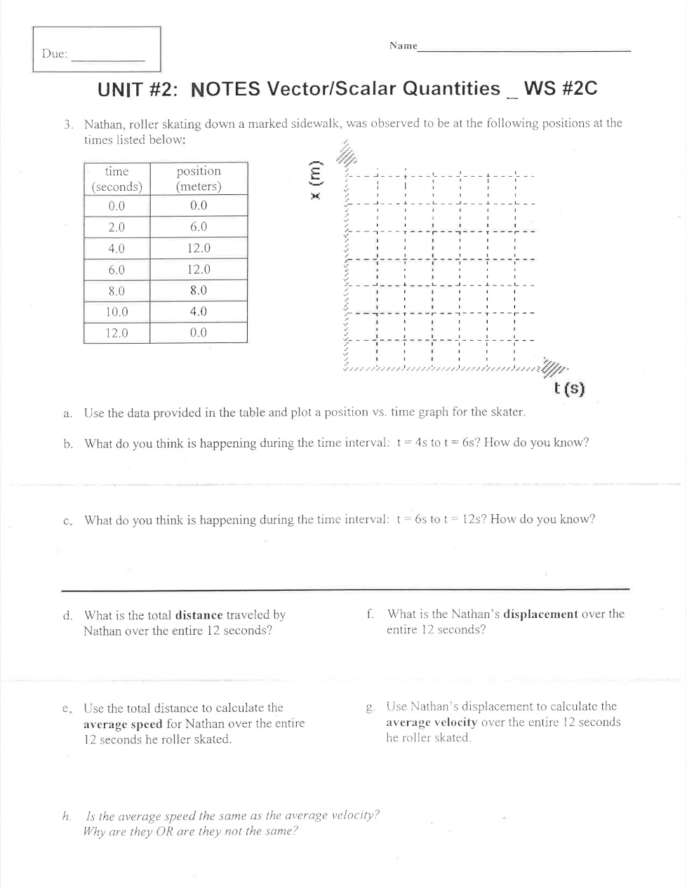 Unit 1 WS 2C Vector/scalar quantities - JAMES CALLAHAN | Library ...