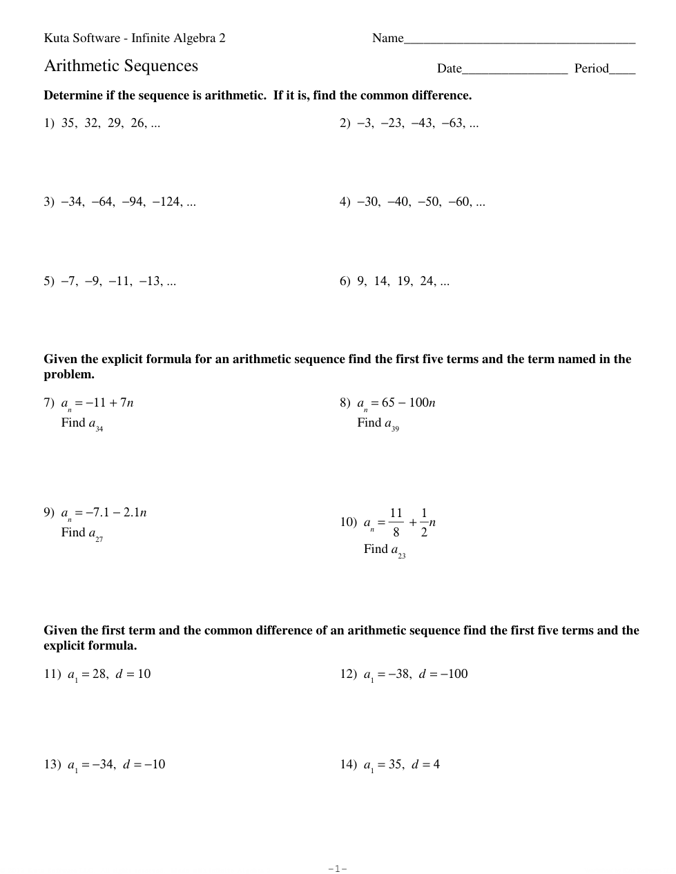Linear/ Arithmetic Sequences - Theresa Joseph | Library | Formative