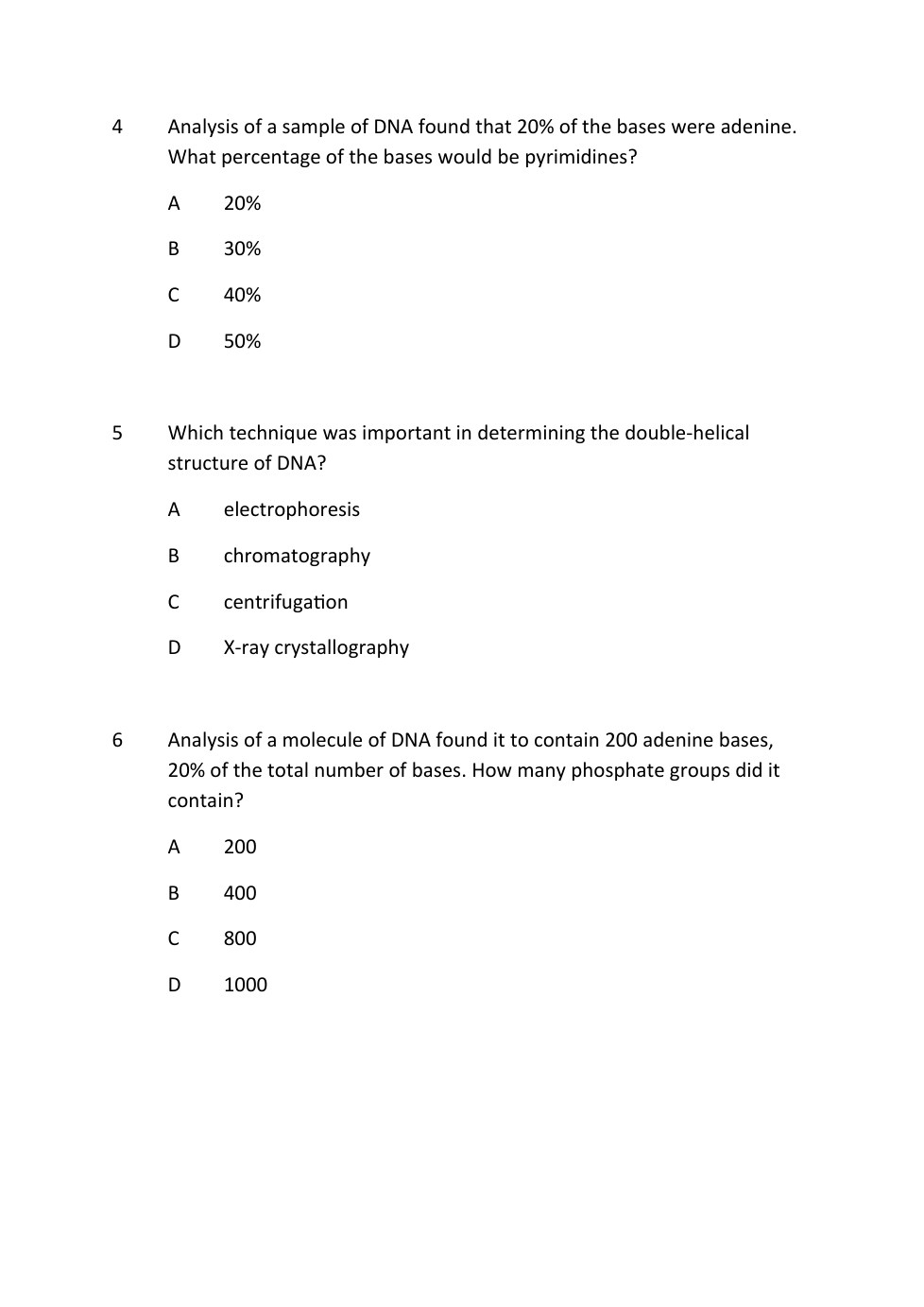 Nucleic acids multiple choice 1 Sophie Pratt Library Formative
