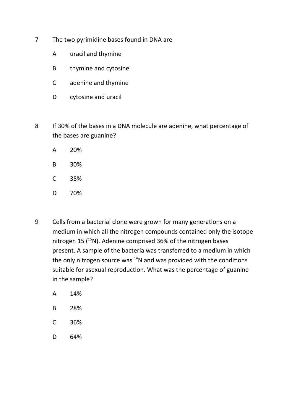 Nucleic acids multiple choice 1 Sophie Pratt Library Formative