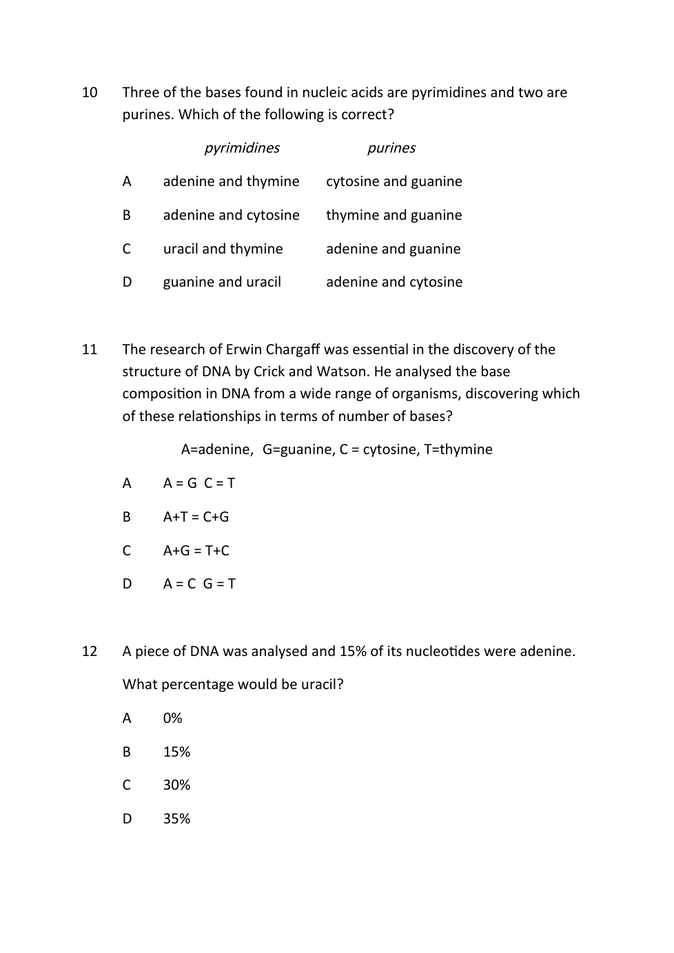 Nucleic acids multiple choice 1 Sophie Pratt Library Formative
