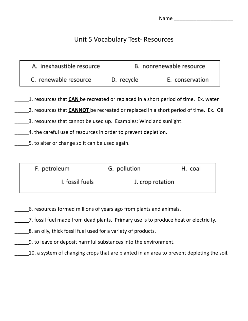 Resources Vocabulary Test - Summer Barnes | Library | Formative