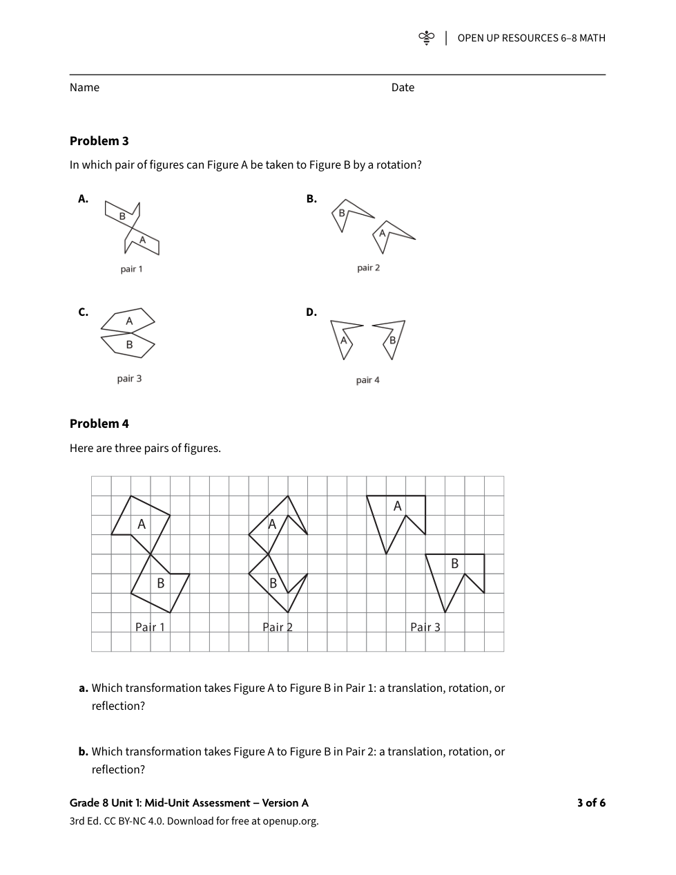 Open Up Math Unit 1 MidUnit Assessment A Jennifer Dunnavant