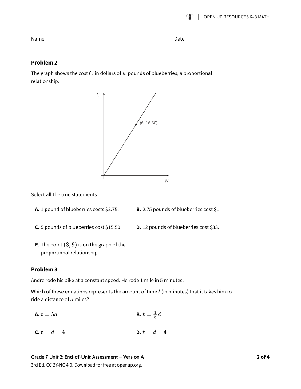 Open Up Math Unit 2 Pretest Tiffany Loree Library Formative