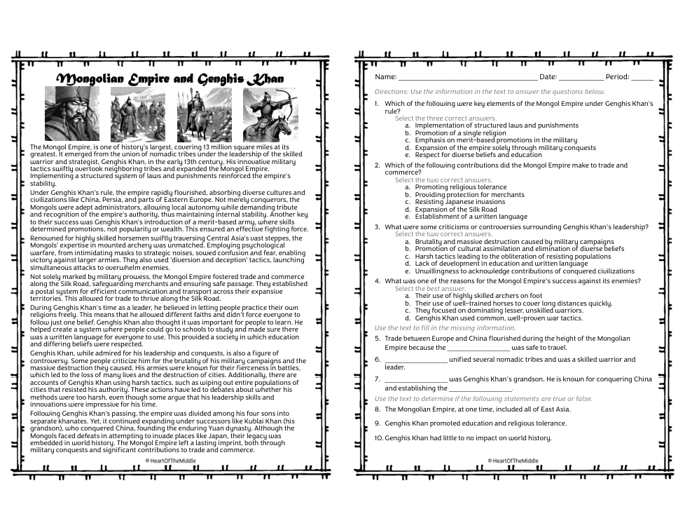 Mongolian Empire & Genghis Khan