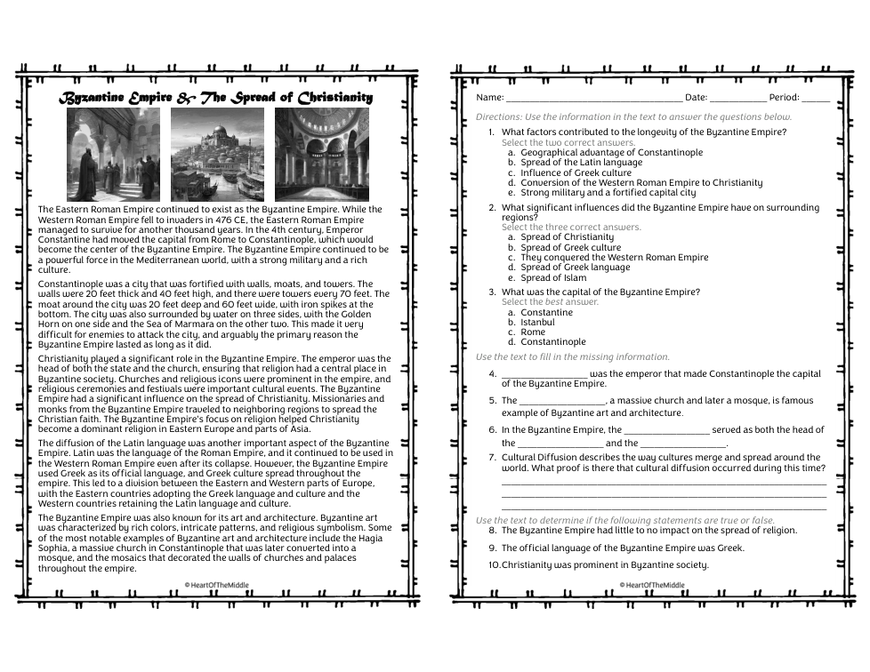 Byzantine Empire & The Spread of Christianity