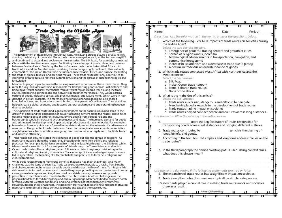 Trade During the Middle Ages