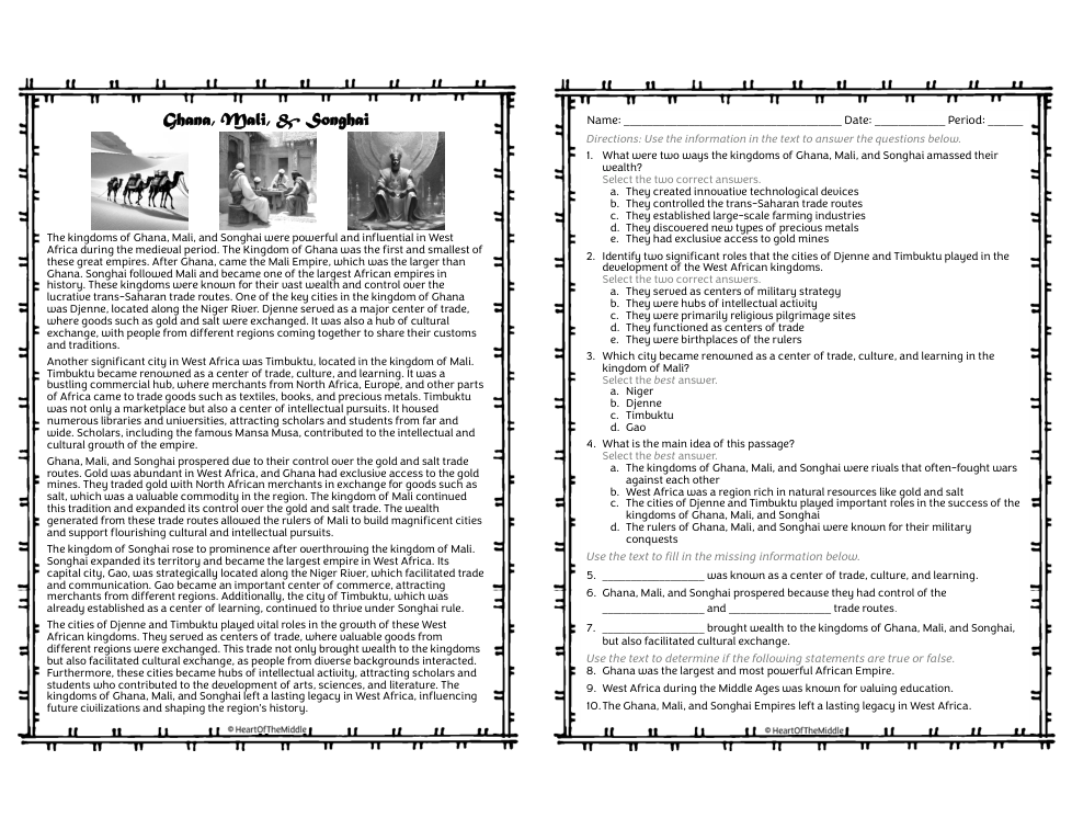 Ghana, Mali, & Songhai