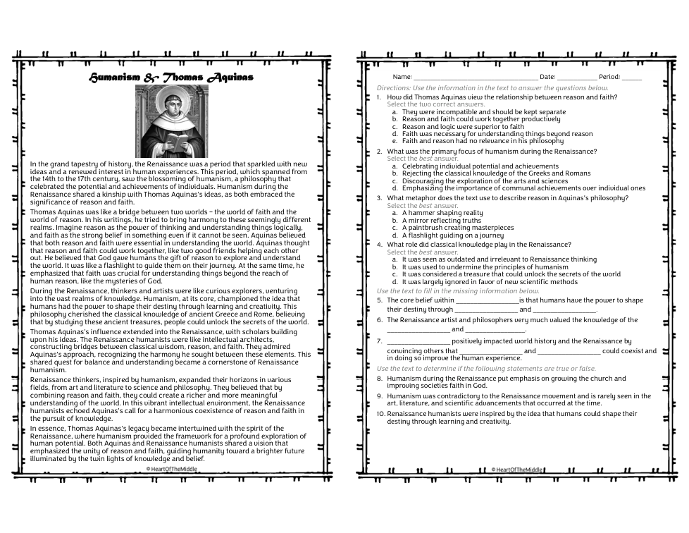 Humanism & Thomas Aquinas