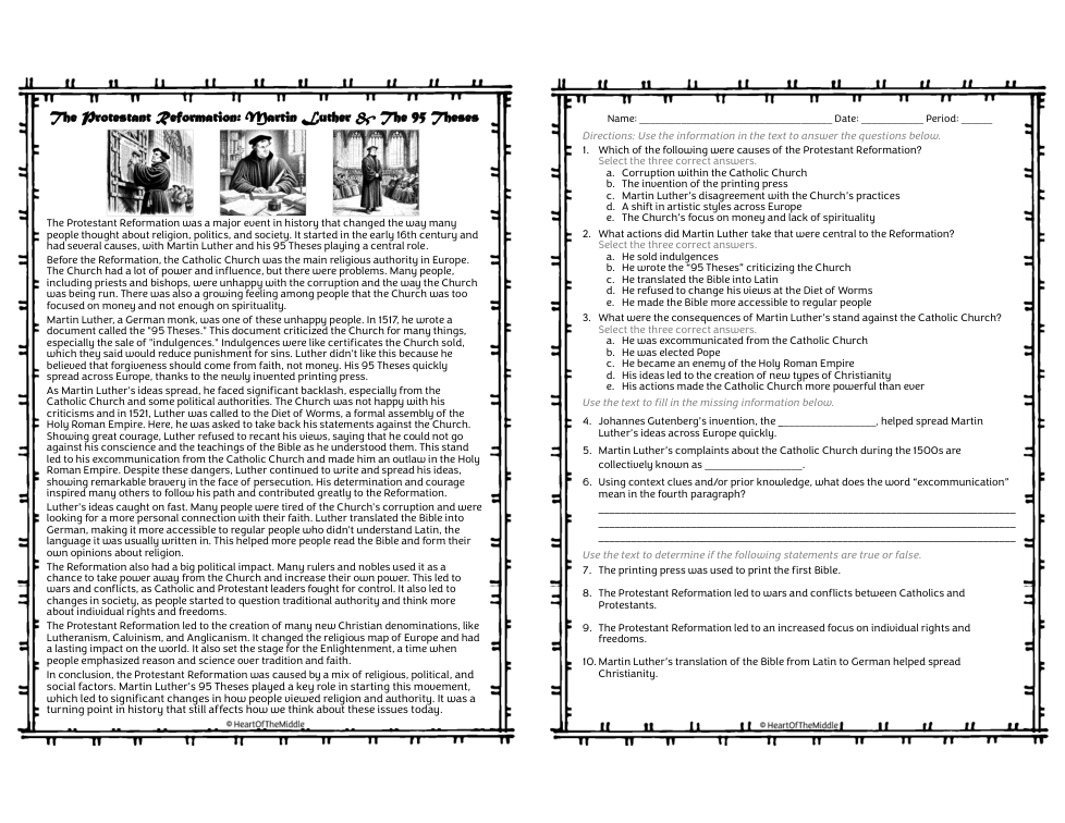 The Protestant Reformation: Martin Luther & The 95 Theses