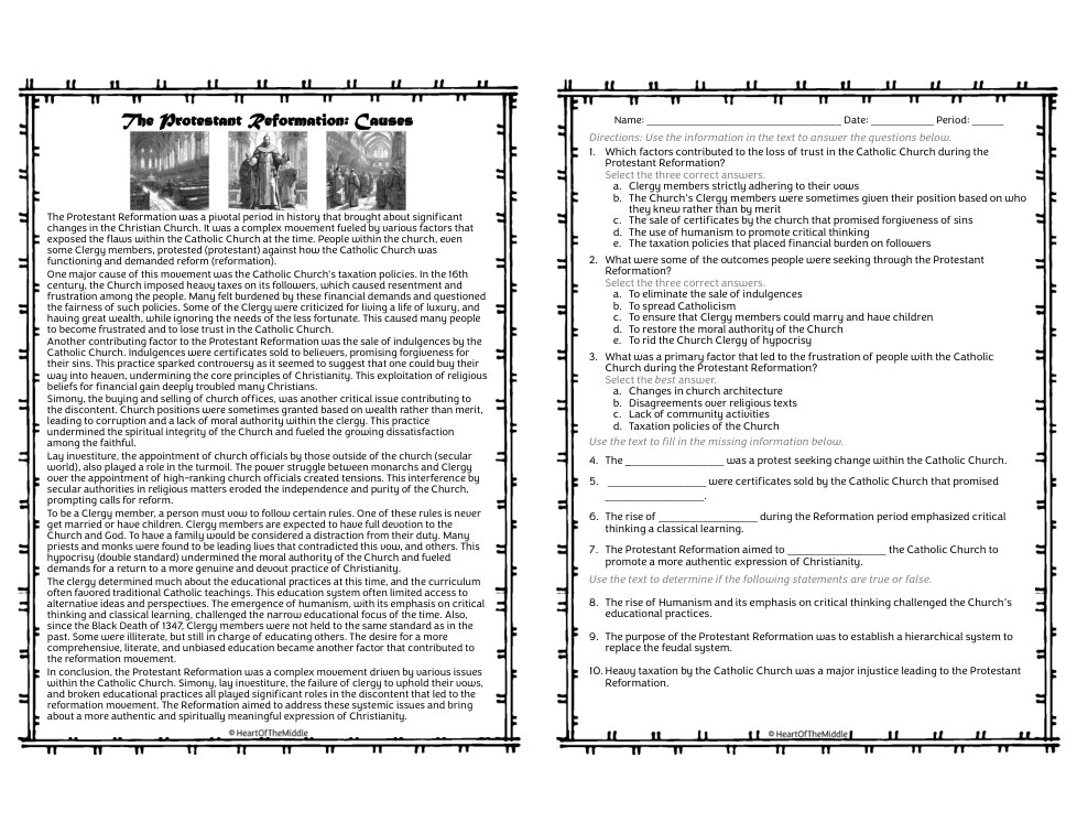 The Protestant Reformation: Causes