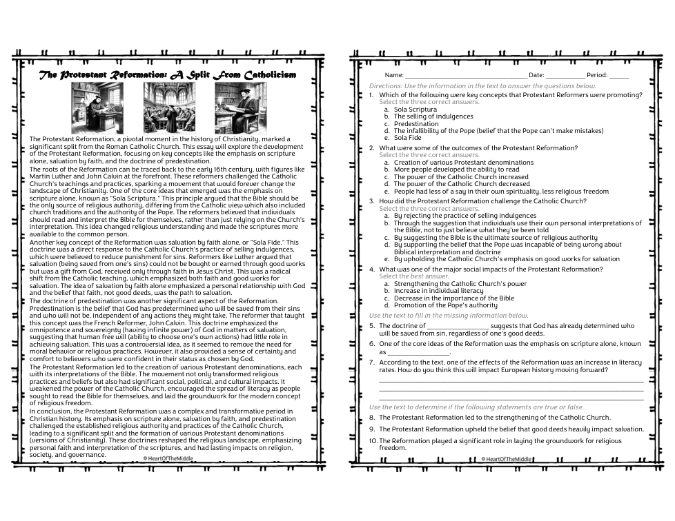 The Protestant Reformation: A Split From Catholicism