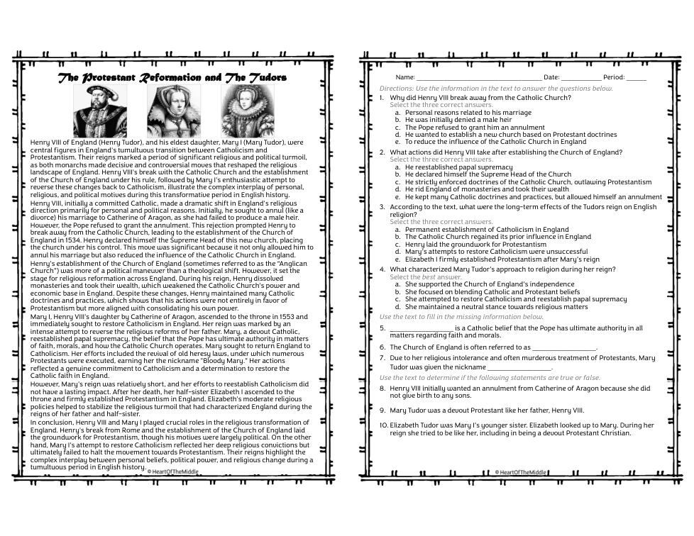 The Protestant Reformation & The Tudors