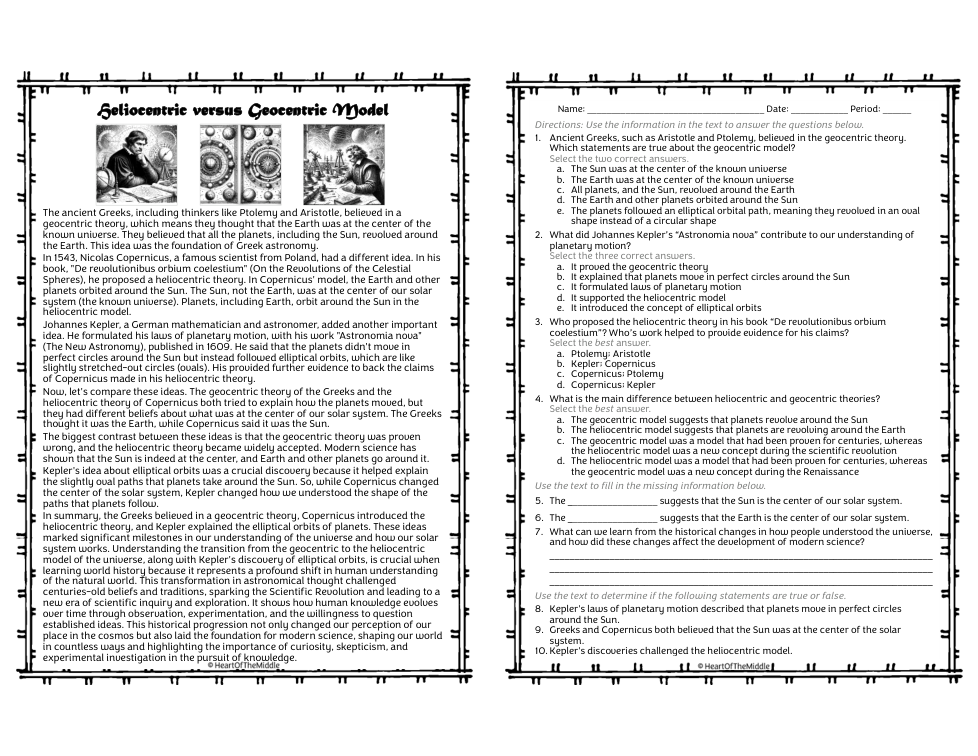 Heliocentric vs. Geocentric Model