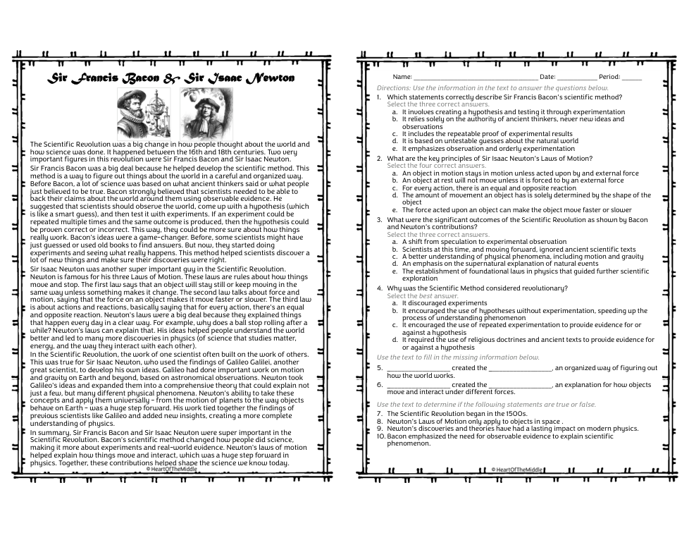 Sir Francis Bacon & Sir Isaac Newton