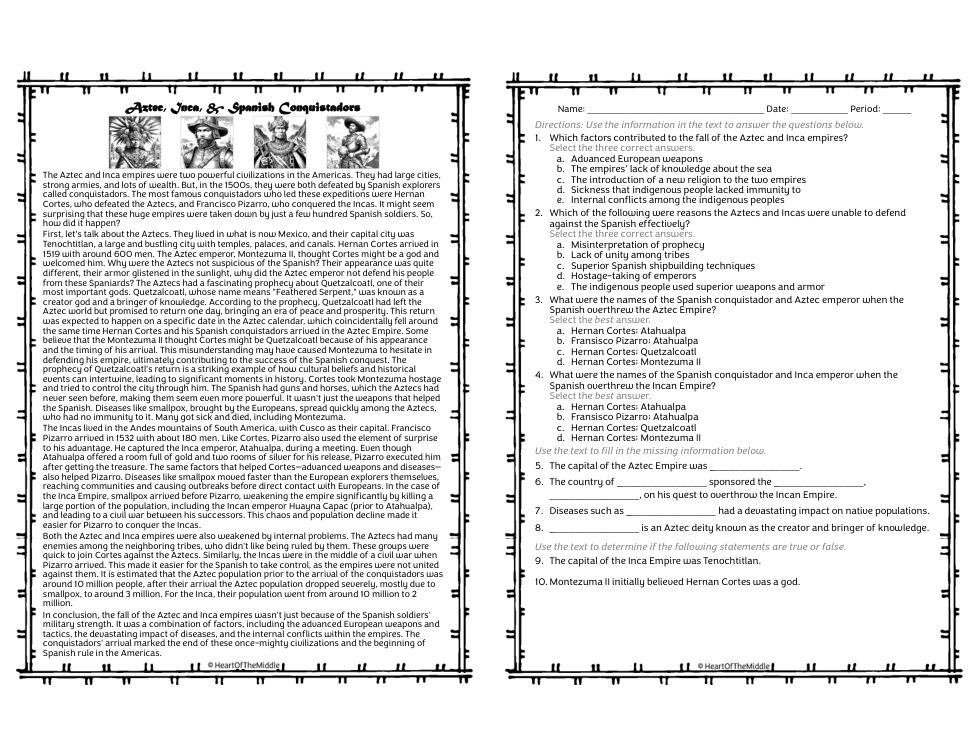 Aztec, Inca, & Spanish Conquistadors