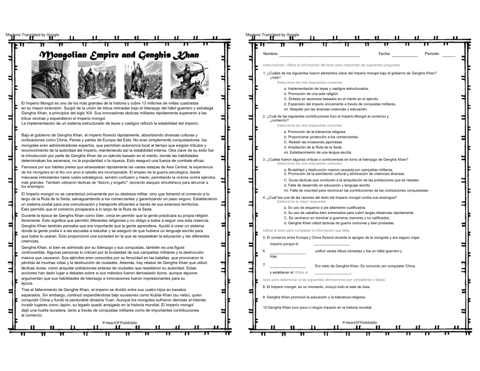 Mongolian Empire and Genghis Khan