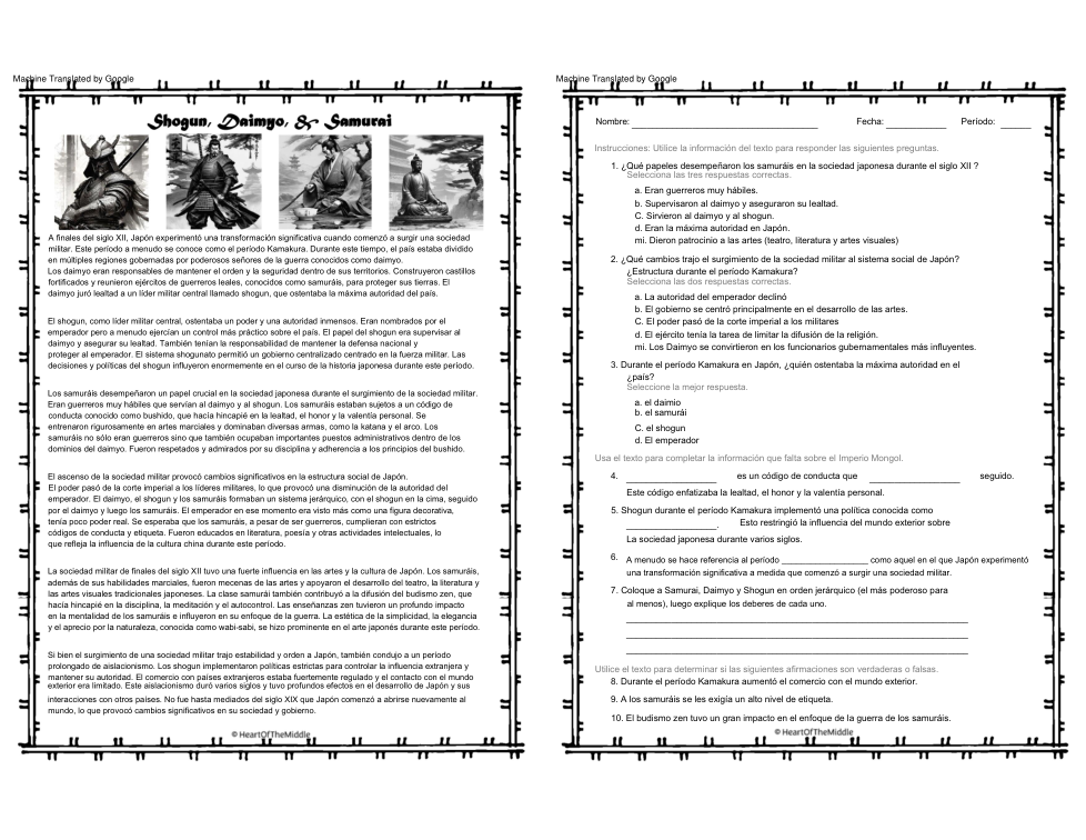 Shogun, Daimyo, & Samurai