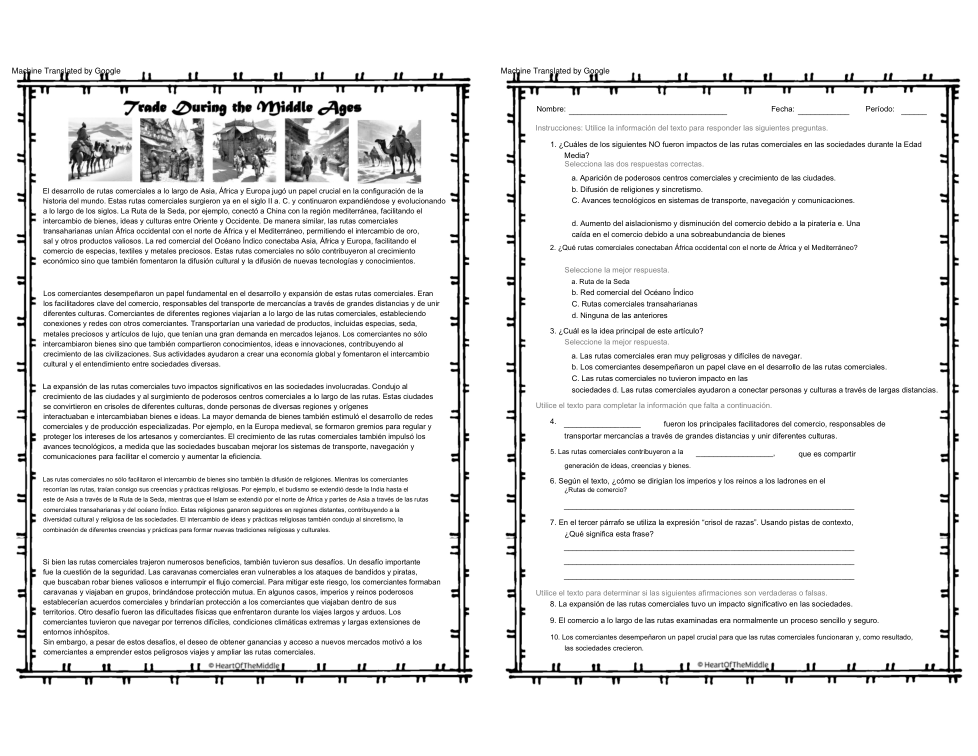 Trade During the Middle Ages