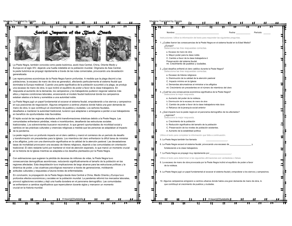 Social Impacts of the Black Death