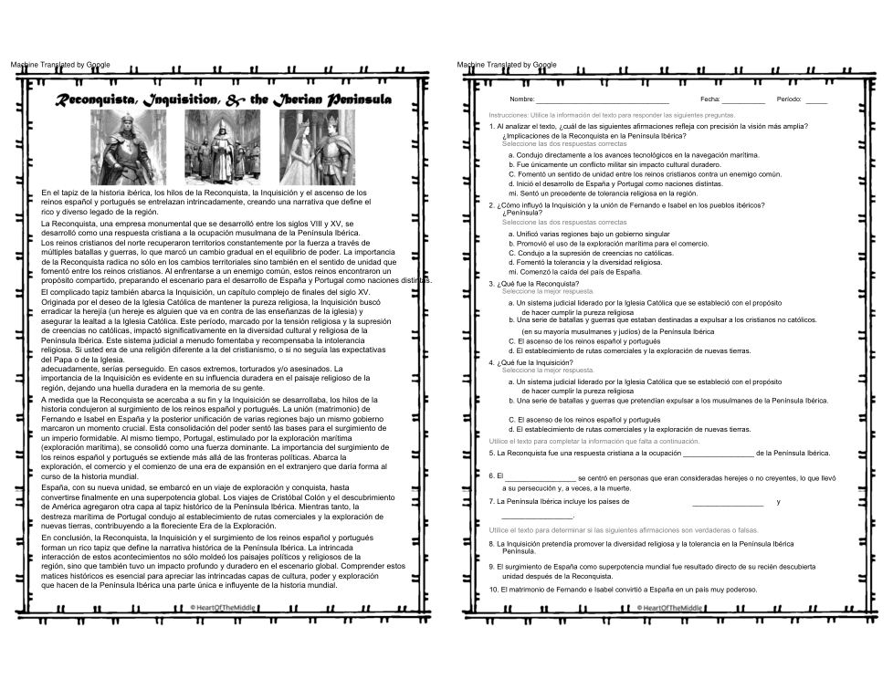 Reconquista, Inquisition, & the Iberian Peninsula