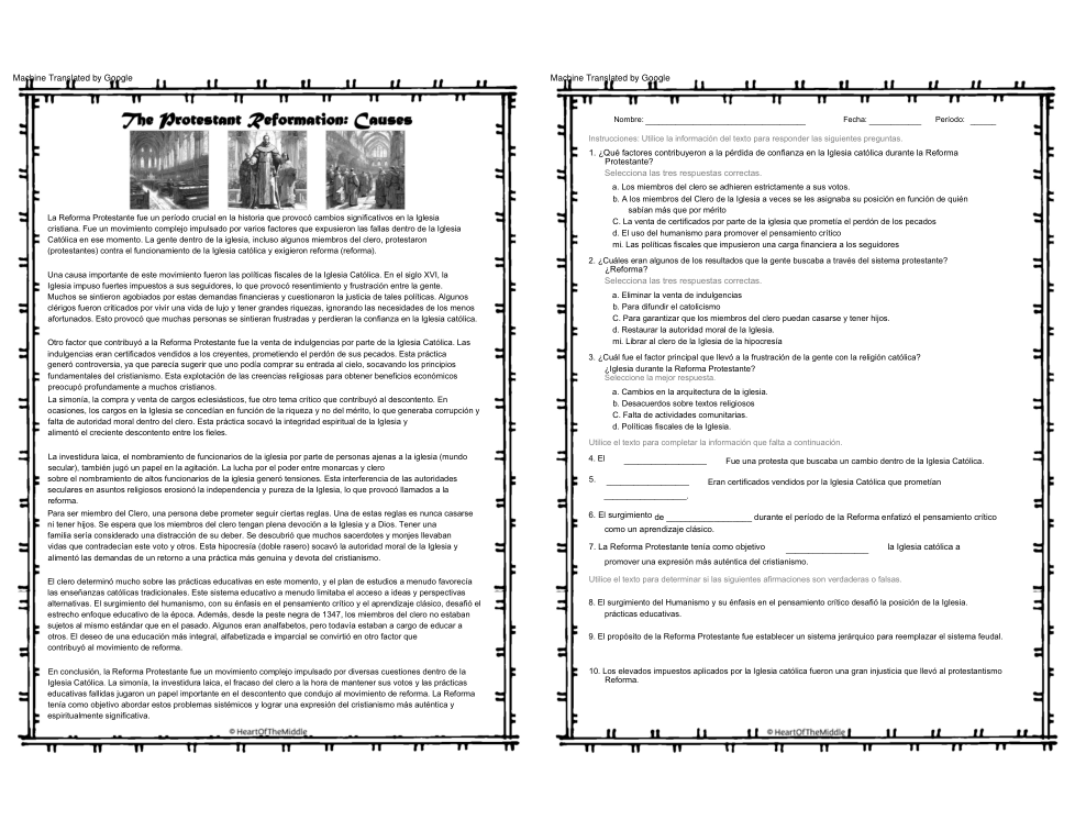 The Protestant Reformation: Causes