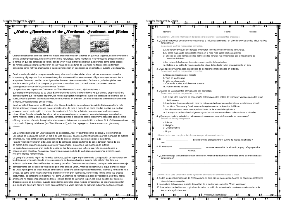 Native Americans of the Northeast, Southeast, and Plains