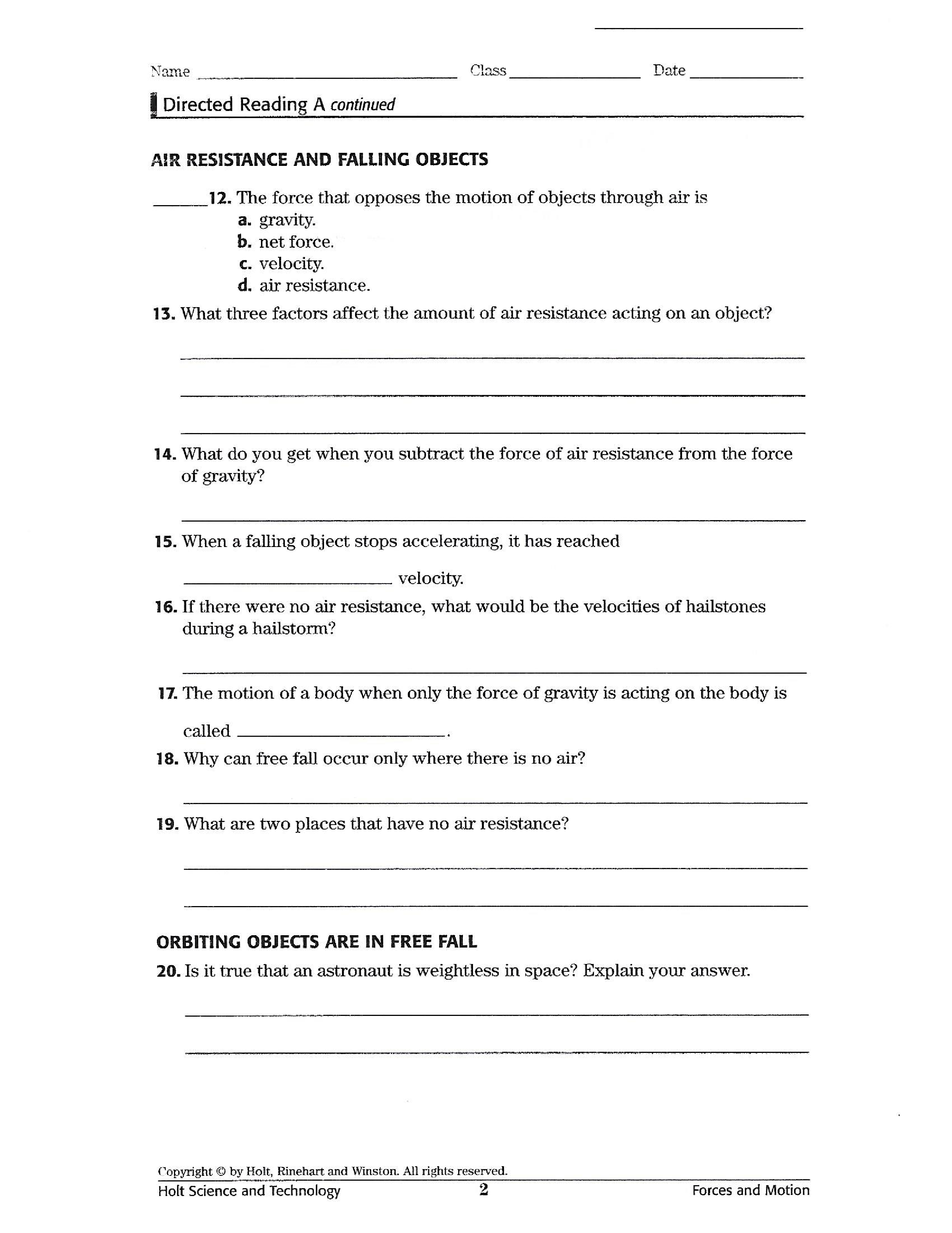 Gravity & Motion Worksheet - Craig Fisher | Library | Formative