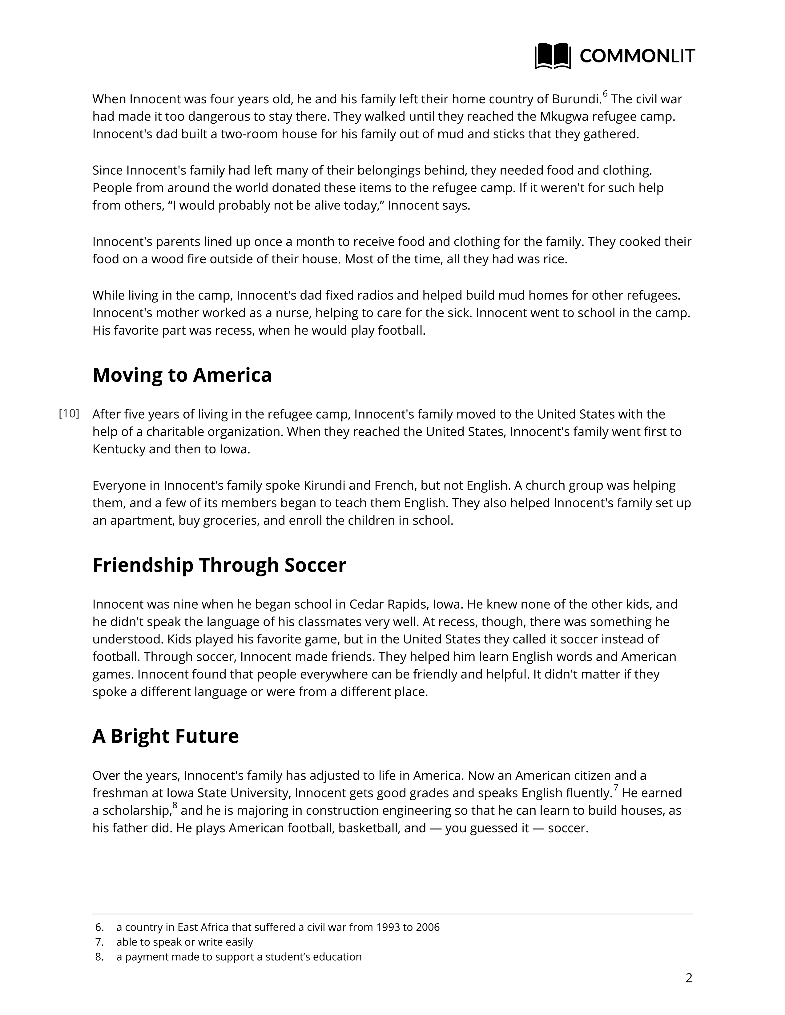 ELA Refugee Summative 2nd 9wks - Brittney Brooks Emmons | Library |  Formative