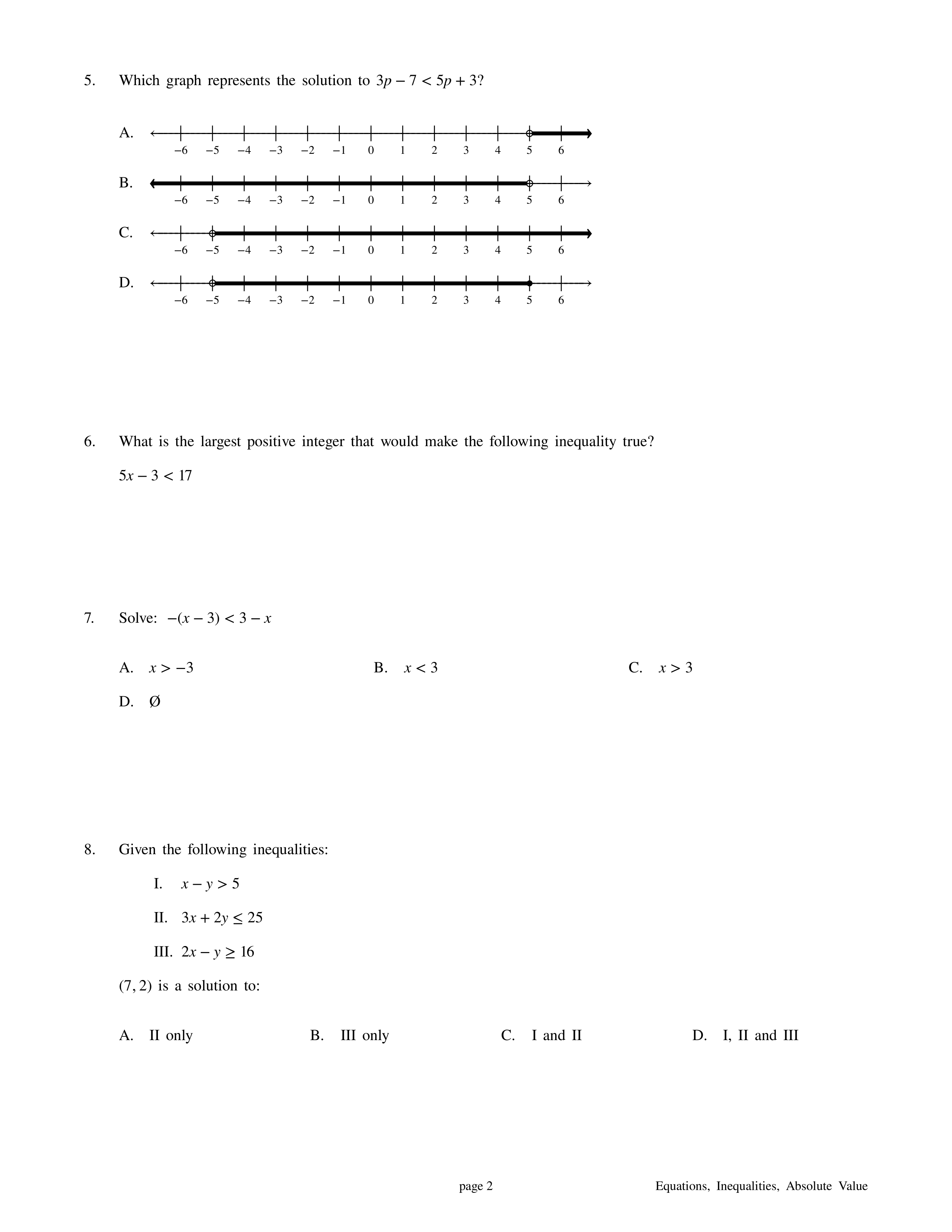 Summative Linear Equations, Inequalities, Absolute Value Felix
